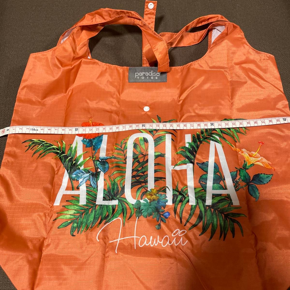 ハワイ　ALOHA まち付き　折りたたみエコバッグ　パラダイストート