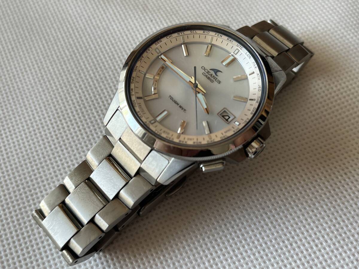  beautiful goods Casio Oceanus OCW-T150-7AJF wristwatch bijine Swatch titanium made in Japan silver 