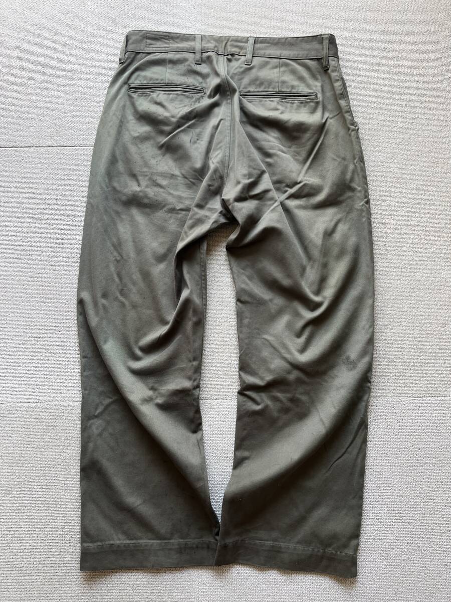 TROPHY CLOTHING トロフィークロージング チノ ワーク トラウザーズ ベイカー ミリタリー パンツ 34 L カーキ 日本製の画像2