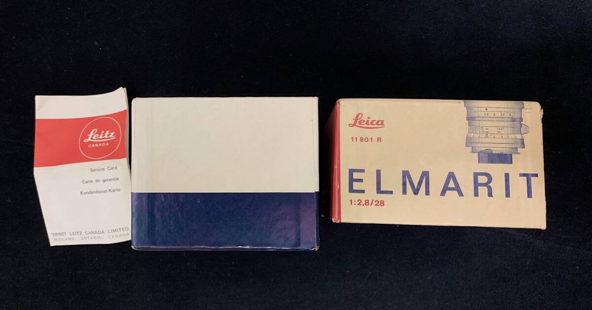 ライカ LEITZ CANADA ELMARIT 1:2.8 / 28mm レンズ 純正箱＋オリジナルサービスカード 1975年代製造 の画像3
