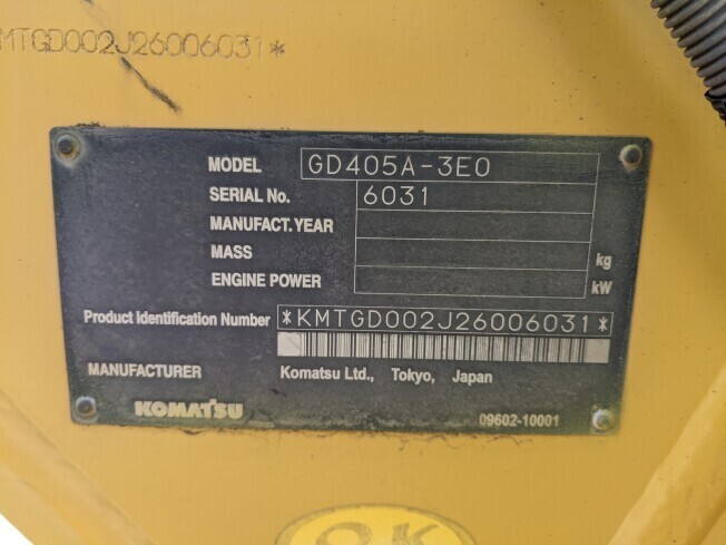 グレーダー コマツ GD405A-3E0 2004年 3,184h 一時抹消書類あり エアコン付_画像6