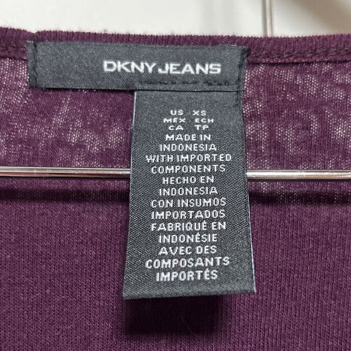 FA39hh【DKNY JEANS ダナキャランジーンズ】サイズ XS パープル 長袖Tシャツ カットソー レディース オンワード樫山 ロンT ドレープ_画像5