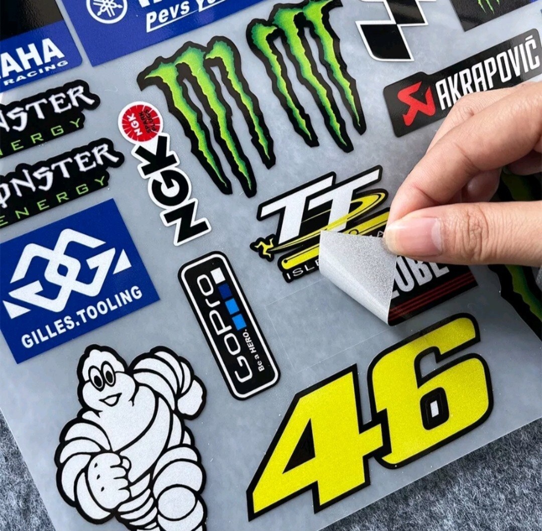 反射防水 耐久性素材 モンスターエナジー Movistar ヤマハバイクヘルメットステッカー YAMALUBE AR46 YAMAHAシール_画像3