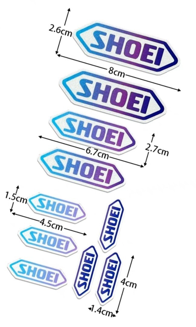 人気カラーショウエイ強反射防水材ヘルメットステッカー10枚バイザーバイク原付ステッカー デカール シール 改装カスタムSHOEI_画像2