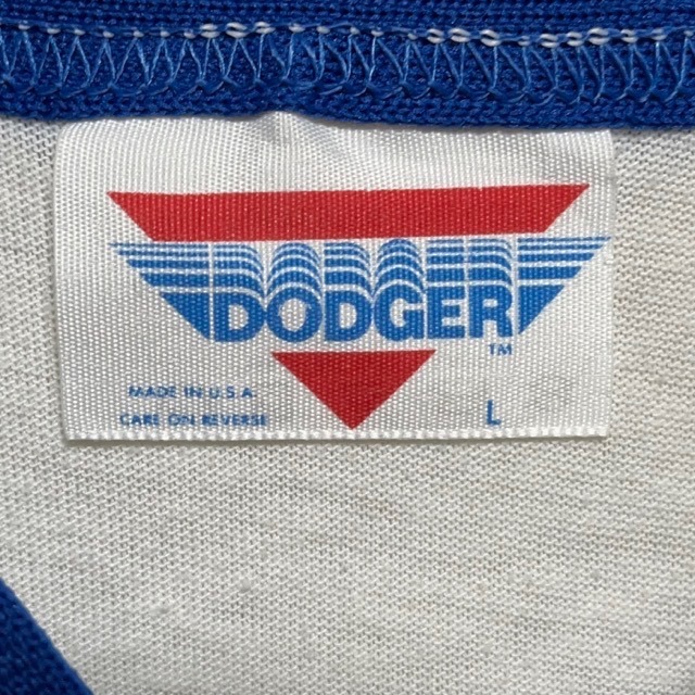 67 DODGER L アメリカ古着　USA製　50/50 ANGIE 12 チームプリント　半袖　Tシャツ　ホワイト　メンズ_画像5