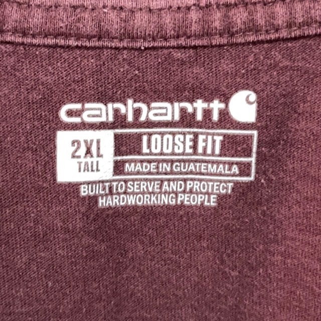 129 カーハート　2XL アメリカ古着　LOOSE FIT ハーフボタン　ヘンリーネック　半袖　ポケットTシャツ　レッド　Carhartt メンズ_画像5