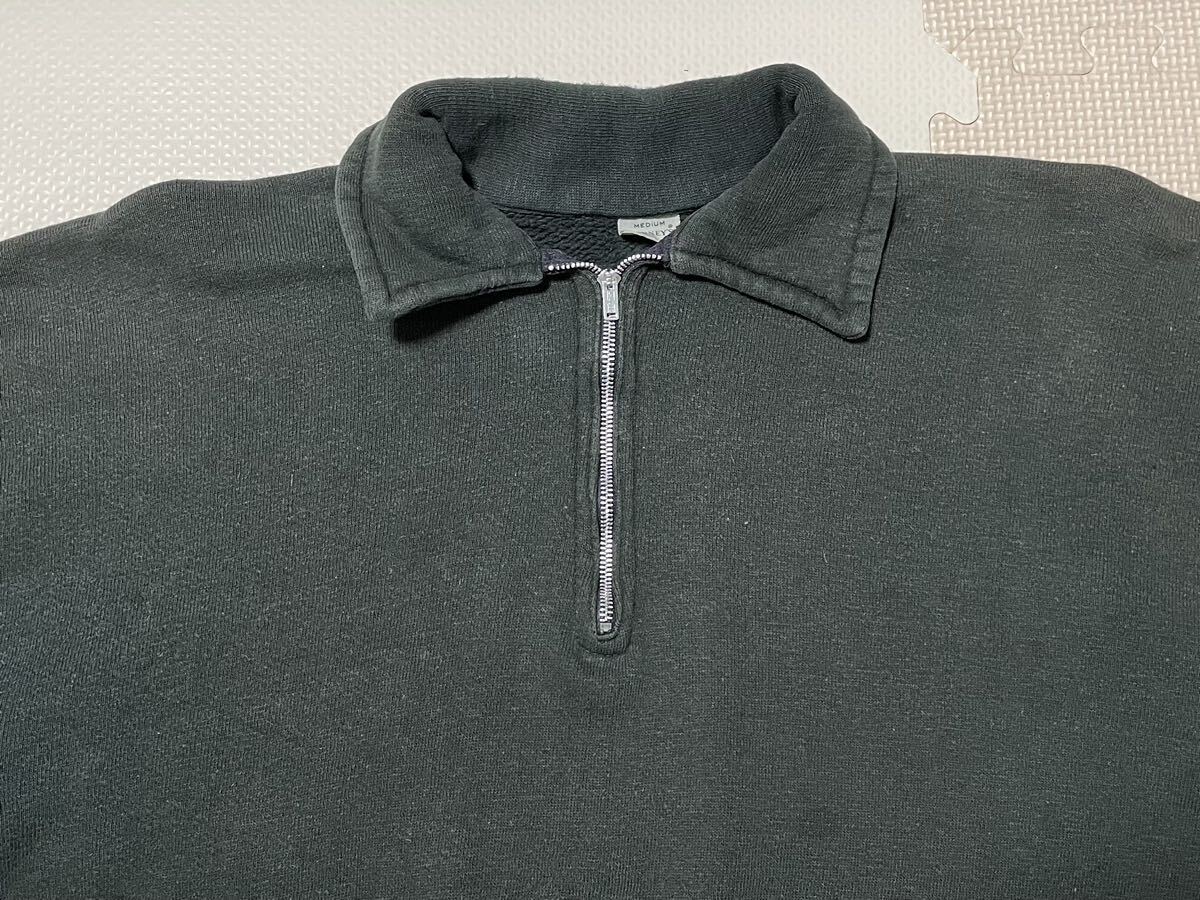 60年代 ビンテージ penney's ペニーズ ハーフジップスウェットシャツ プレーン 深緑 サイズMの画像2