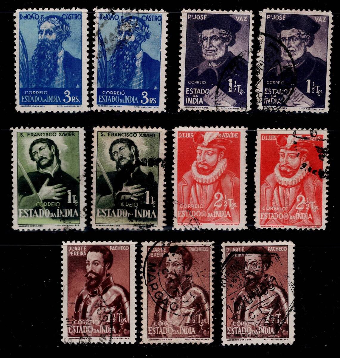 ★ポルトガル領・インド　1948年　有名人　 5種セット、2組、11枚_画像1