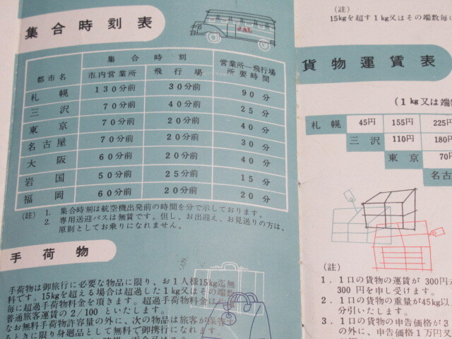 【「 日本航空 / 国内線 定期航空 」昭和29年 】/検索)昭和レトロ 旅客機 運賃表 時刻表 案内パンフレット_画像10