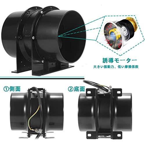 ★φ100mm★ 【最新型】ダクトファン OOPPEN 軸流ファン ダクト用換気扇 中間取付 110V対応 ブラック HA1238B1HL [メーカー１年保証]_画像5