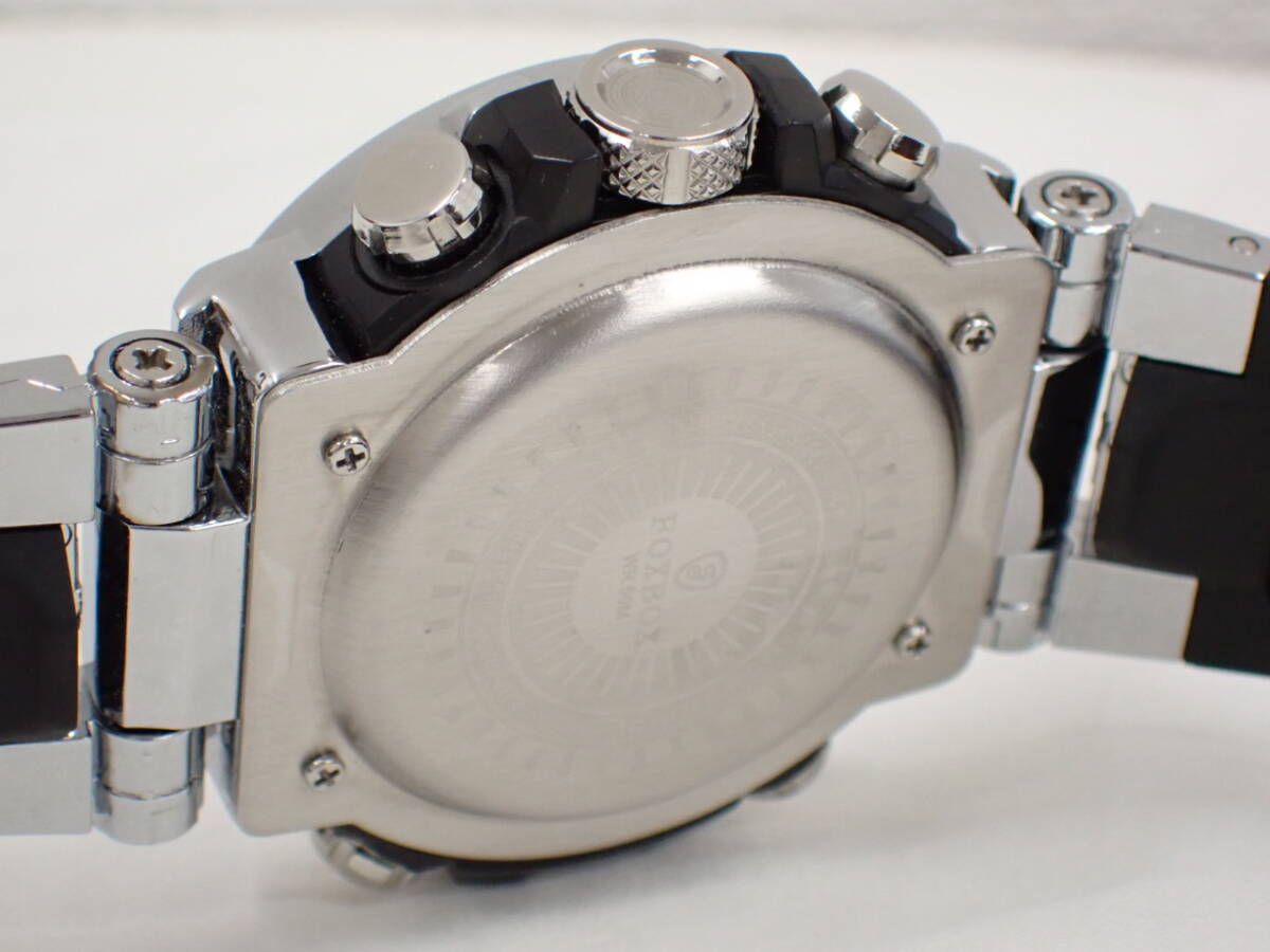 UH1652《1円》《極美品》稼働 FOXBOX メンズ アナデジ腕時計 クロノグラフ 純正ラバーバンド 箱・取説付の画像7