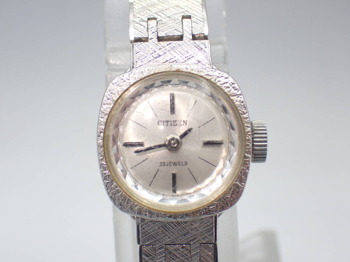 UH-R162《1円》《稼動》シチズン CITIZEN 4-670647 23石 手巻き レディース 社外バンド _画像1