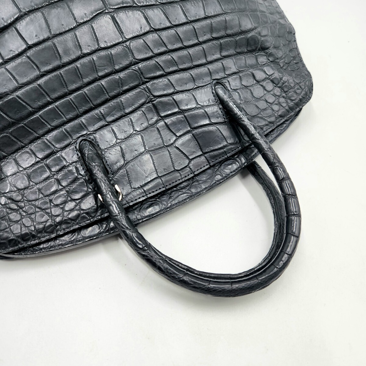  regular price 30 ten thousand!!! unused class!!![Takechi] high capacity!!! crocodile . leather business bag hand shoulder mat black black center taking .