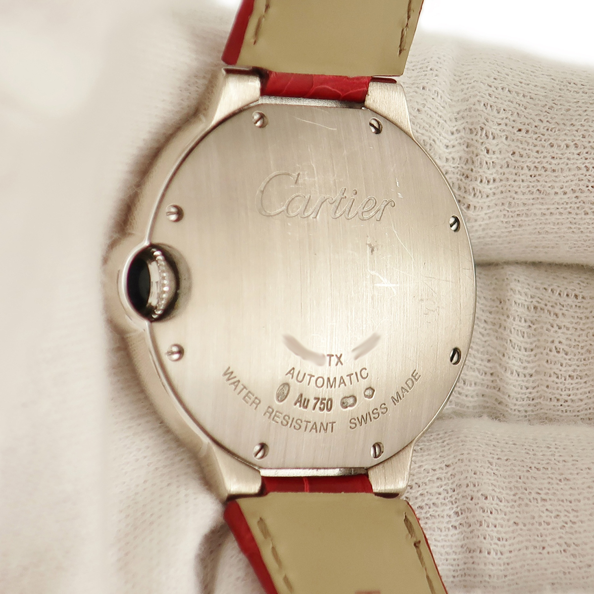 【3年保証】 カルティエ バロンブルー WE900651 ロジウム加工K18WG無垢 純正ダイヤ ローマン 青針 自動巻き メンズ 腕時計_画像5