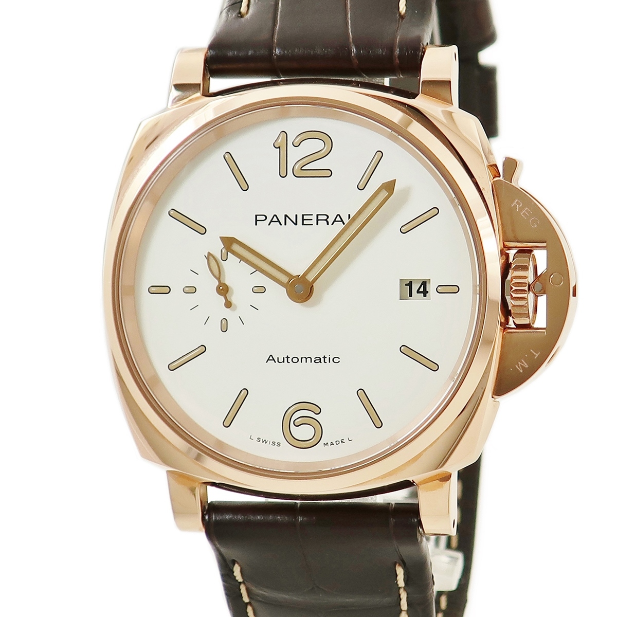 【3年保証】 パネライ ルミノール ドゥエ PAM01042 W番 K18RG無垢 白 バー ラビア スモセコ 自動巻き メンズ 腕時計_画像1