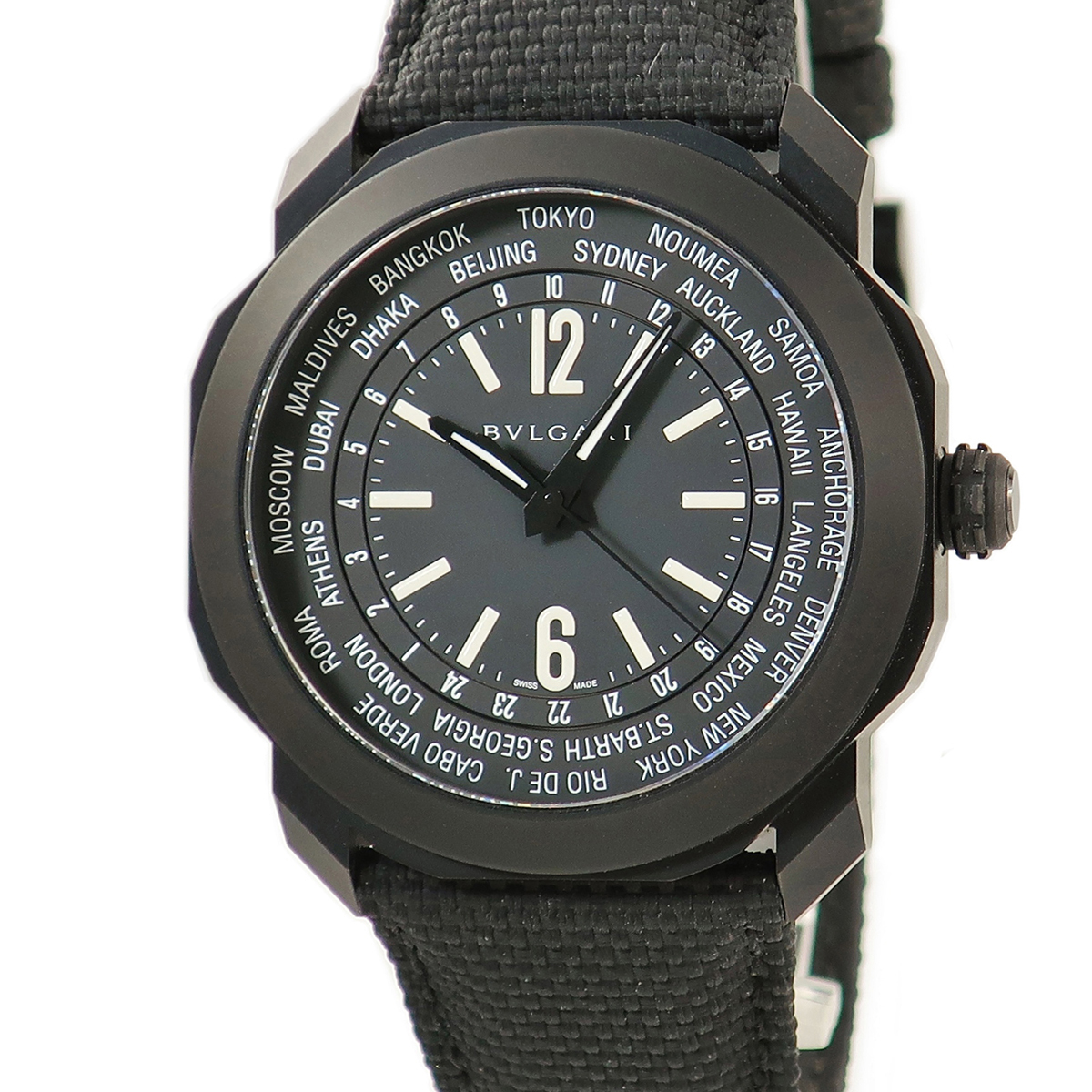 【3年保証】 ブルガリ オクト ローマ ワールドタイマー 103486 黒DLC加工 バー アラビア GMT 自動巻き メンズ 腕時計_画像1