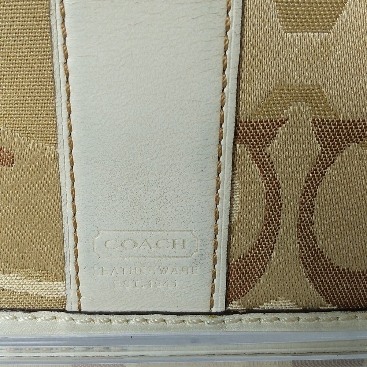 【COACH★B評価】二つ折り長財布 コーチシグネチャー ベージュ レディース 正規品 中古品