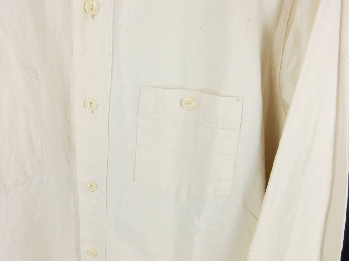 ■Anachronorm アナクロノーム / 衿袖 レザー 切替 / ワークシャツ / size 01 / オフホワイト / MADE IN JAPAN 日本製 / メンズ トップス_画像6