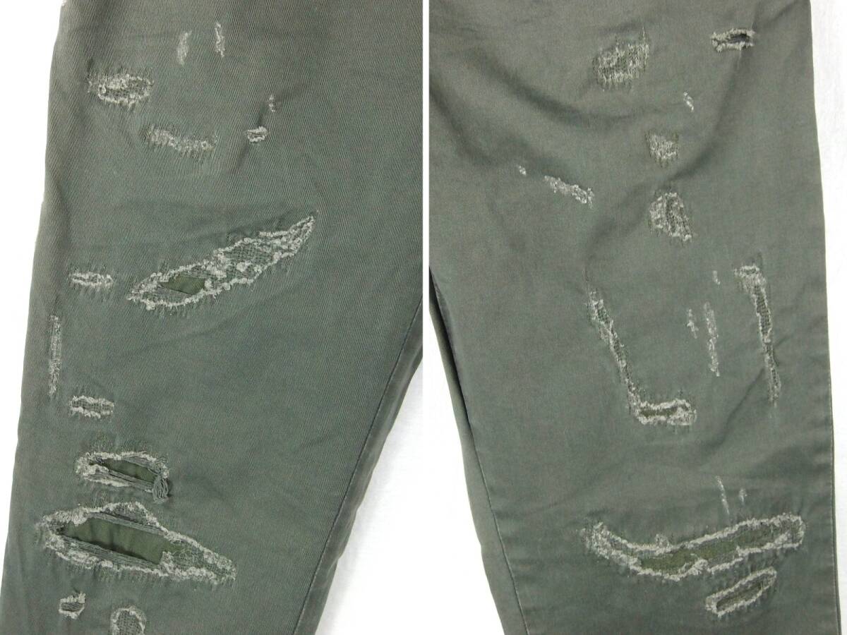 ■SIVIGLIA シヴィリア DENIM Core / GILMAR / リデア / イタリア製 / メンズ / カーキ リペア加工 ストレッチ スリム チノパンツ size 32_画像9