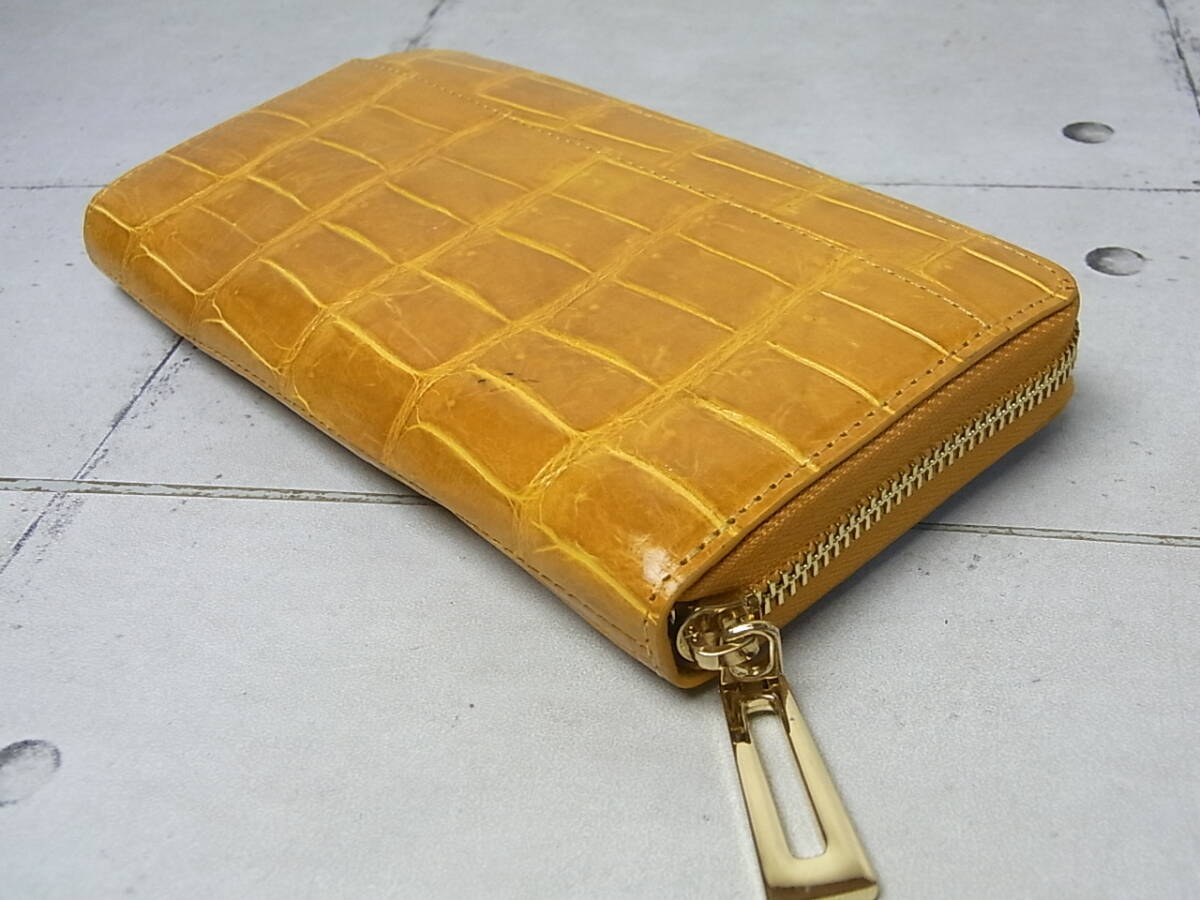 crocodile leather round Zip long wallet unused / tag attaching 