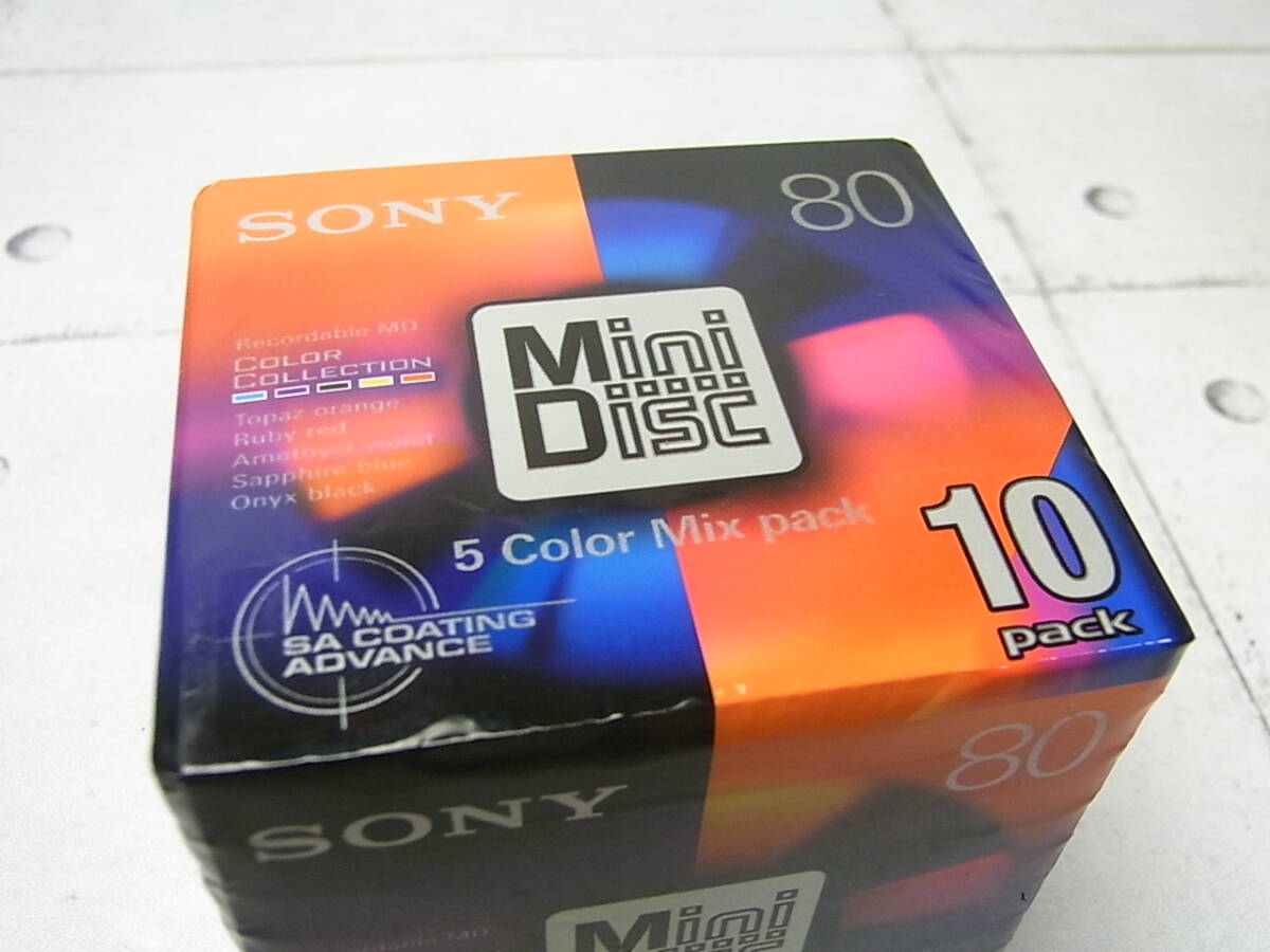 SONY // MD/Mini Disc 10 sheets pack 5 Color Mix pack 80 minute recording for Mini disk unopened goods / that time thing 