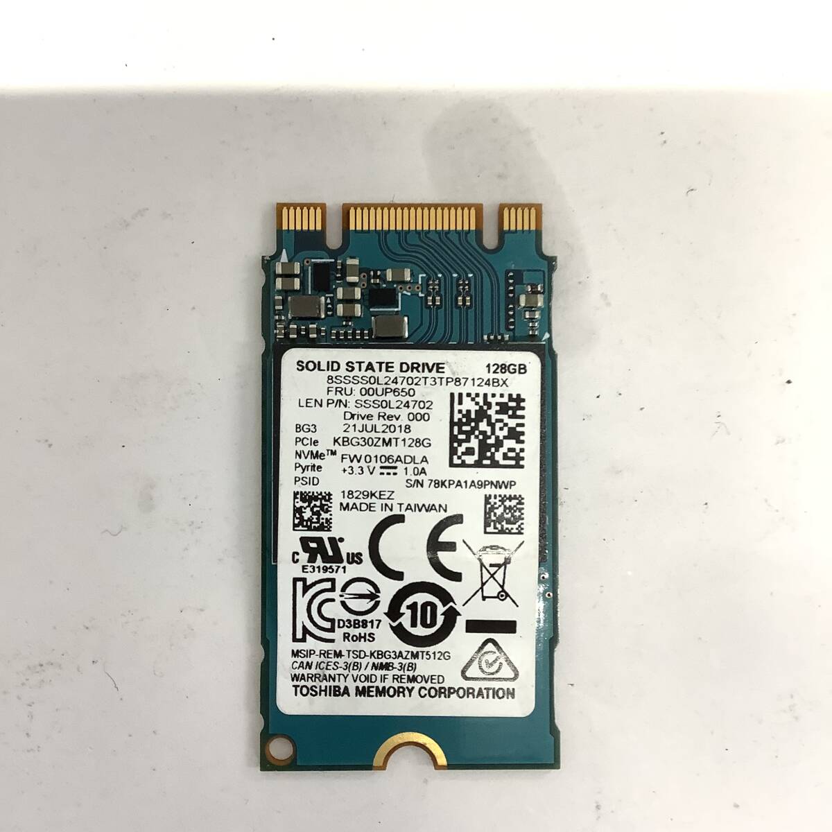 K60510158 TOSHIBA M.2 128GB SSD 1点【中古動作品】_画像1