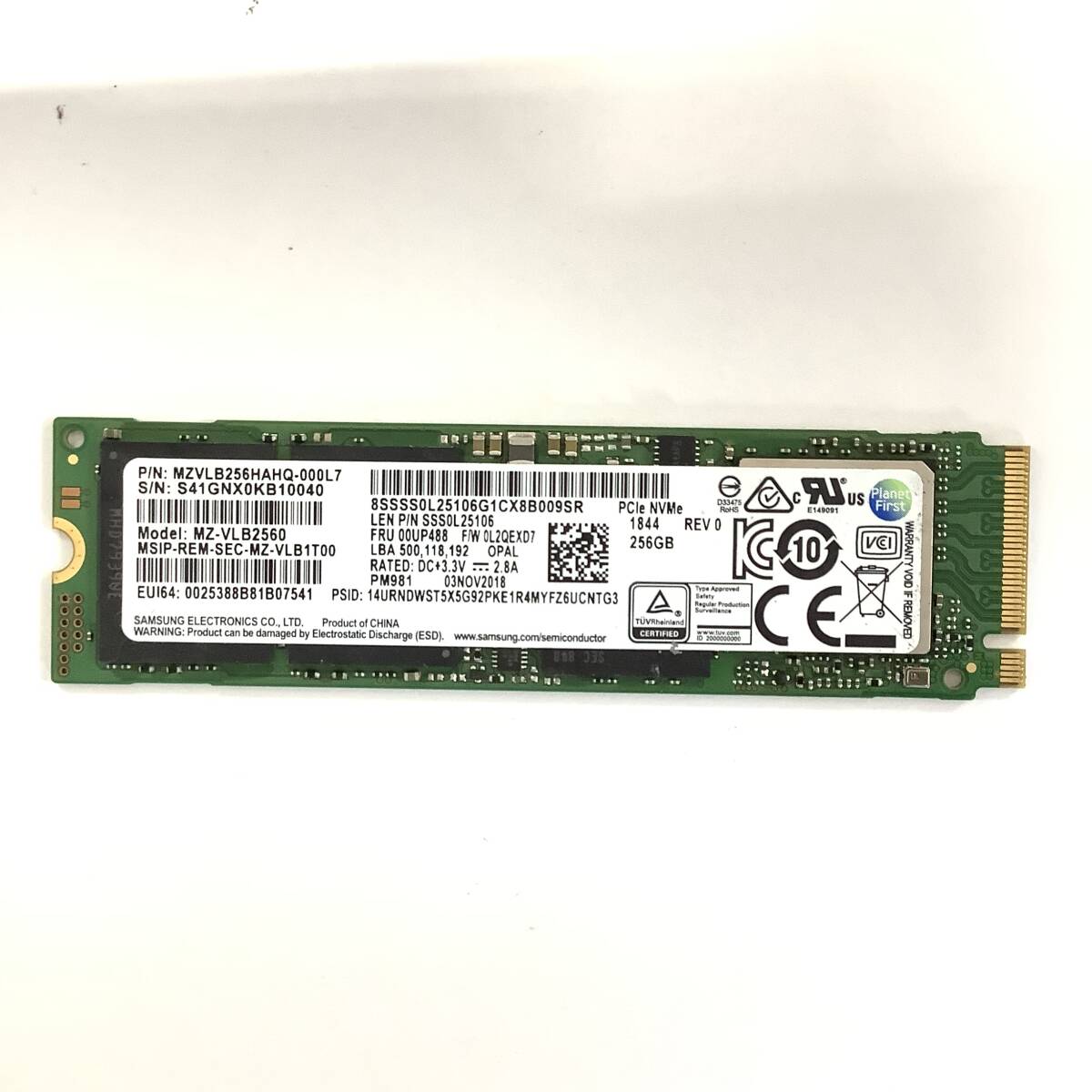 K60516152 SAMSUNG NVMe 256GB SSD 1点 【中古動作品】_画像1