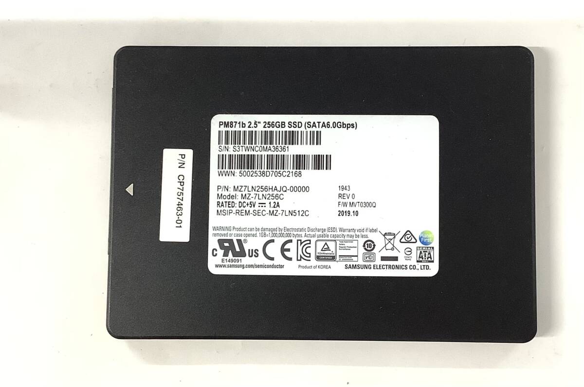 K6050736 SAMSUNG SATA 256GB 2.5インチ SSD 1点【中古動作品】の画像1