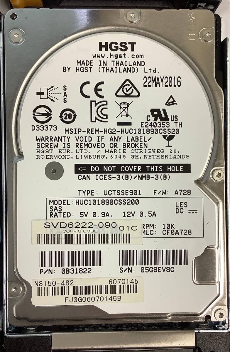 K6051364 HGST 900GB SAS 10K 2.5インチ NECマウンタ HDD 4点【中古動作品】_見本