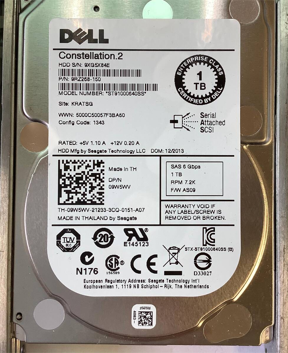 K6051564 DELL 1TB SAS 7.2K 2.5 -inch HDD 2 point [ used operation goods ]