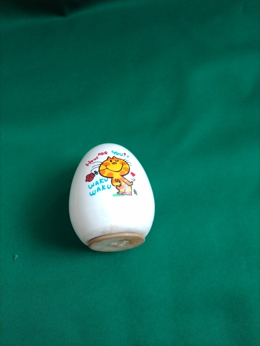 水森亜土　陶製貯金箱　卵形　サンリオ　昭和レトロ_画像3