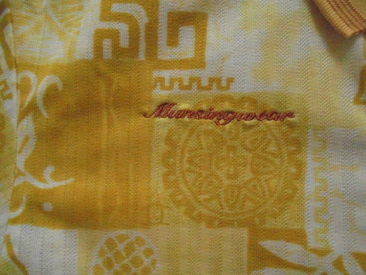  made in Japan Descente Munsingwear wear Munsingwear GRANDSLAM Golf total pattern polo-shirt with short sleeves M yellow aro is 