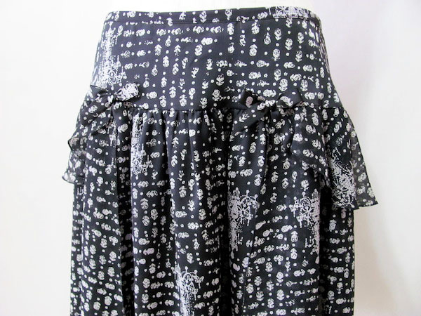 #snc SALE インゲボルグ INGEBORG スカート 11 黒系 バラ柄 リボン フリル レディース [680598]_画像3