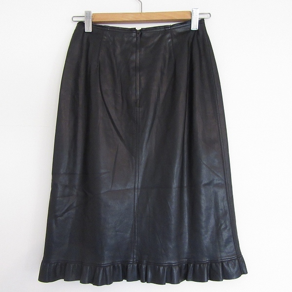 #anc フォクシーニューヨーク FOXEY NEW YORK スカート 40 黒 フェイクレザー フリル 日本製 レディース [810244]_画像2