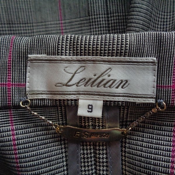 #anc レリアン Leilian スカートスーツ 9 黒 白 薄手 チェック 千鳥格子 レディース [877510]_画像5