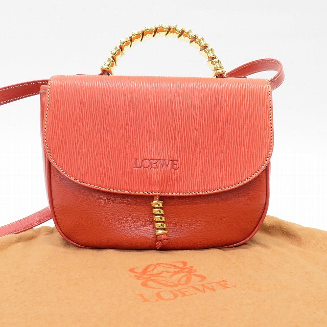 #anb ロエベ LOEWE ショルダーバッグ ハンドバッグ 赤系 2way ベラスケス ツイスト金具 ヴィンテージ レディース [666494]_画像1