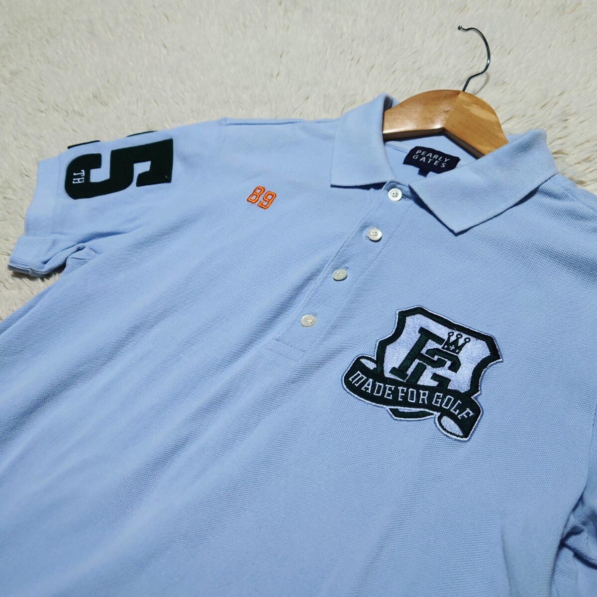 【1円〜】希少サイズ パーリーゲイツ XLサイズ ポロシャツ 25周年記念 ワッペン ゴルフウェア PEARLY GATES 袖ロゴ サイズ6_画像1