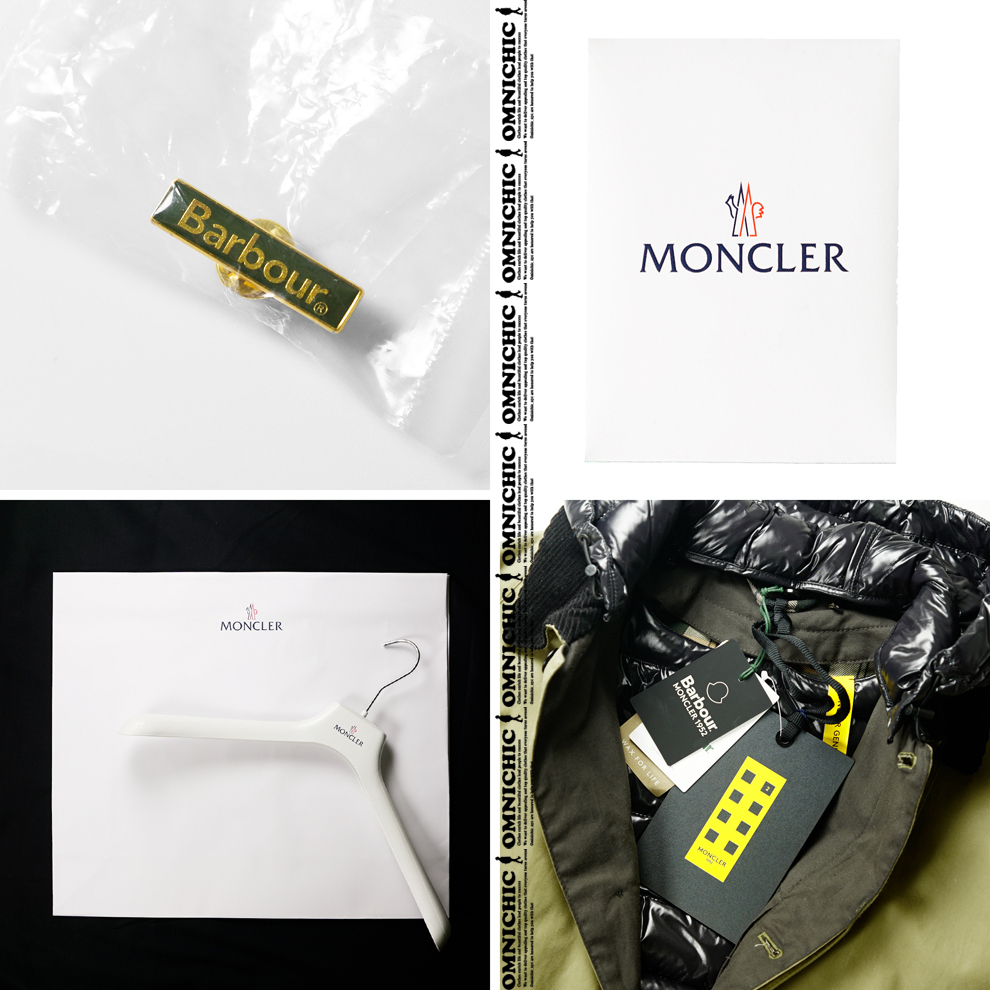 国内正規品■70周年/新品37万【MONCLER 1952 BARBOUR】モンクレールジーニアス2WAYバブアーBARRAワックスコットンロングダウンジャケットM