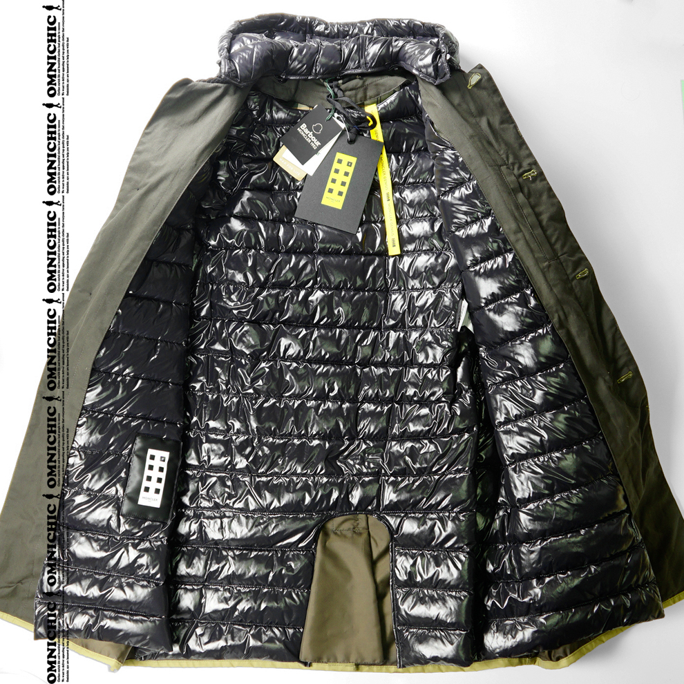 国内正規品■70周年/新品37万【MONCLER 1952 BARBOUR】モンクレールジーニアス2WAYバブアーBARRAワックスコットンロングダウンジャケットM