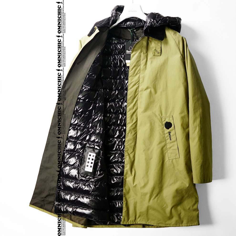 国内正規品■70周年/新品37万【MONCLER 1952 BARBOUR】モンクレールジーニアス2WAYバブアーBARRAワックスコットンロングダウンジャケットM