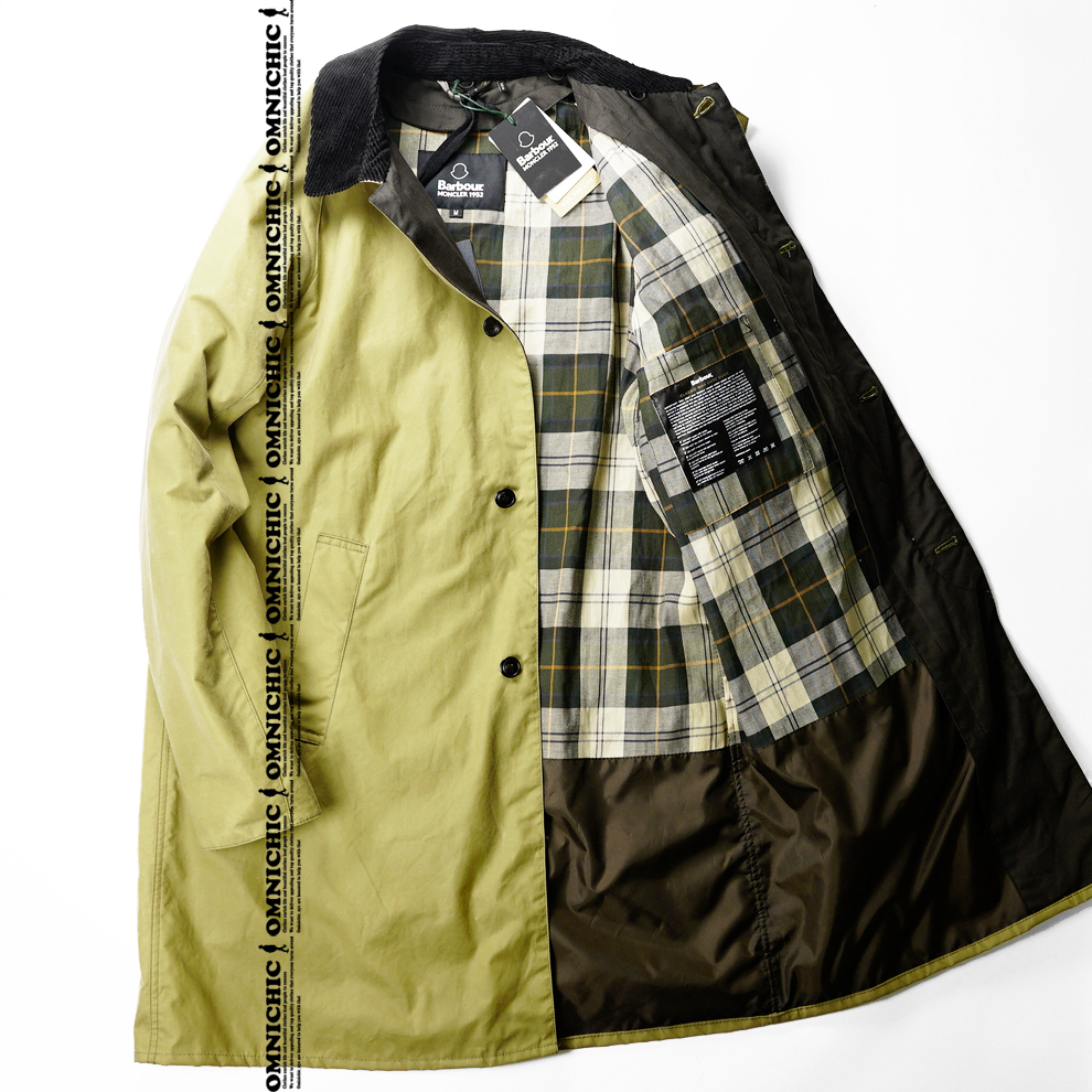 国内正規品■70周年/新品37万【MONCLER 1952 BARBOUR】モンクレールジーニアス2WAYバブアーBARRAワックスコットンロングダウンジャケットM