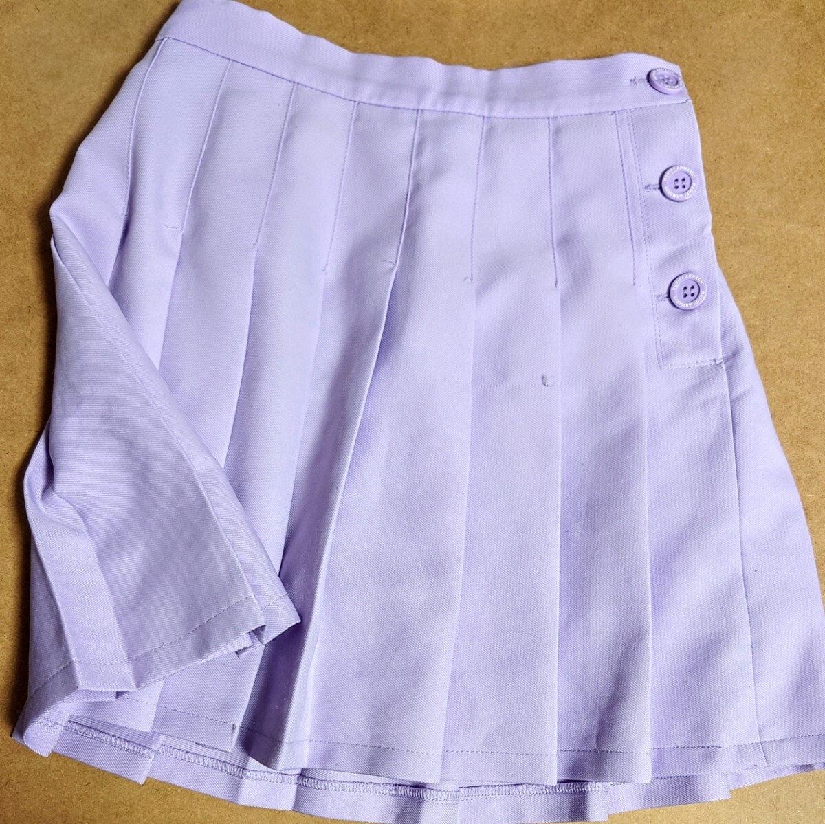 中古★プリーツ スカート 薄紫色 インナー付き レディース 女子用 M ウエスト60相当 丈約42cm 匿名の画像1