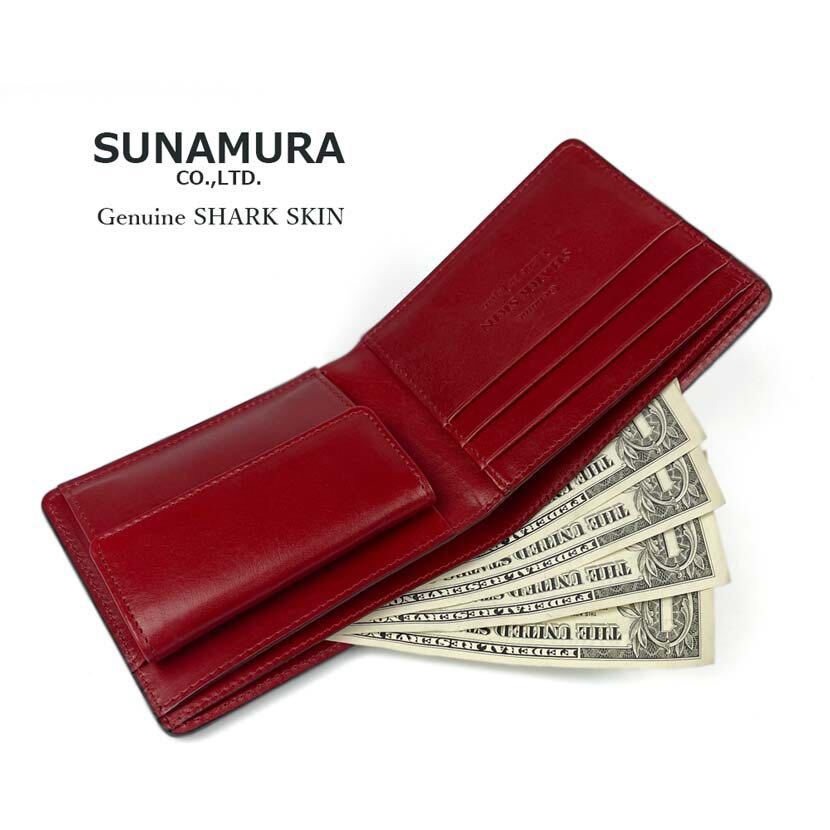 【全2色】SUNAMURA 砂村 日本製 高級 シャークレザー 二つ折り財布 ショートウオレット 鮫革_画像5