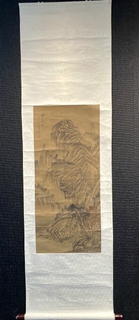 【模写】【中国掛軸】子玉「水墨山水図」絹本 検)南画/文人画 南宋画 墨蹟/書画/掛け軸/中国/山水/日本画/花鳥/風景/_画像2