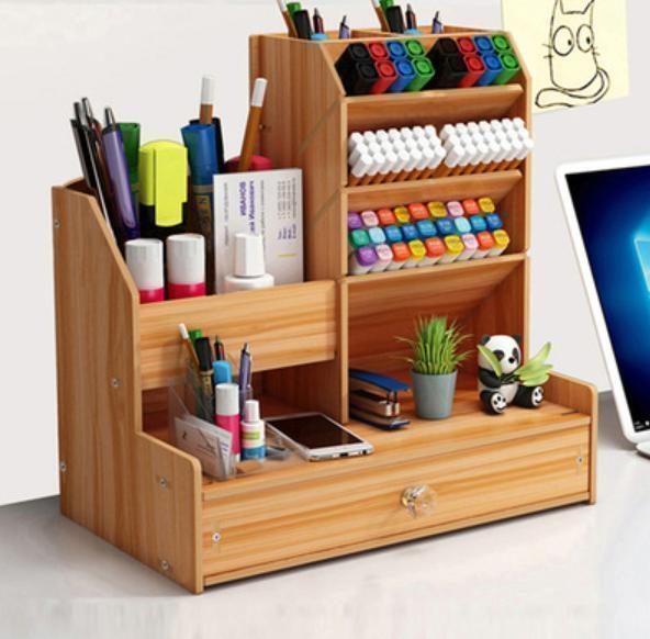  wooden penholder storage adjustment integer . construction type desk storage shelves pencil writing brush 