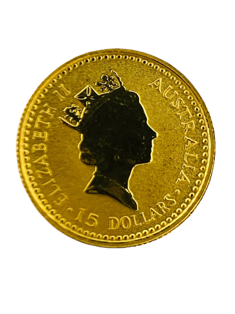 【金高騰中】＊ケース付き＊K24 純金 オーストラリア ナゲット 金貨 カンガルー金貨 1/10oz 約3.14g 1991年 エリザベス2世 999.9 Gold Coin_画像5