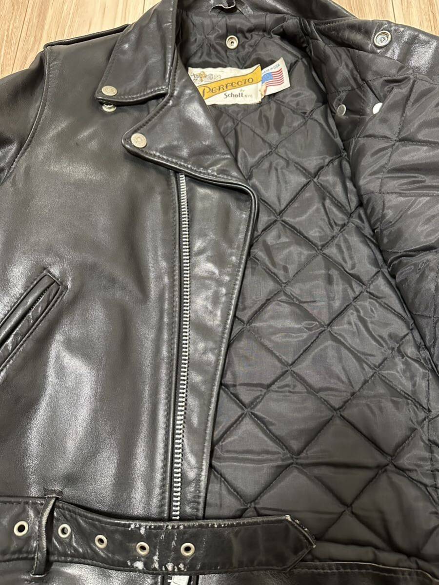 【1円スタート】Schott ショット 118 ダブルライダースジャケット 1980年代アメリカ製 34インチ 618 613 ワンスター　レザー_画像3