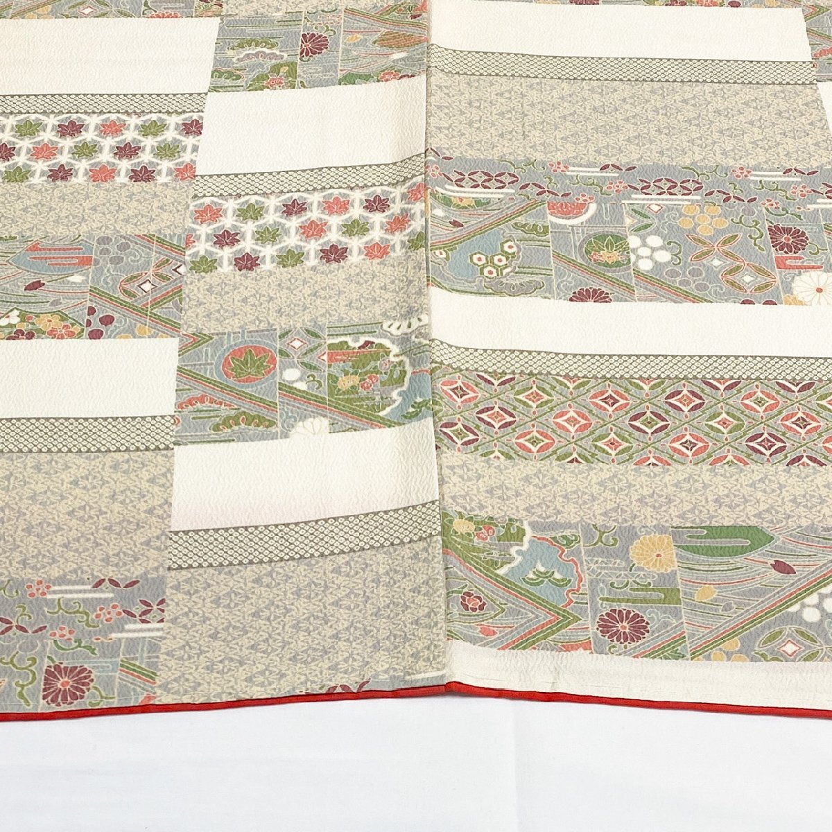  kimono month flower small flower fine pattern unused goods silk .. pearl tone processing ki1431