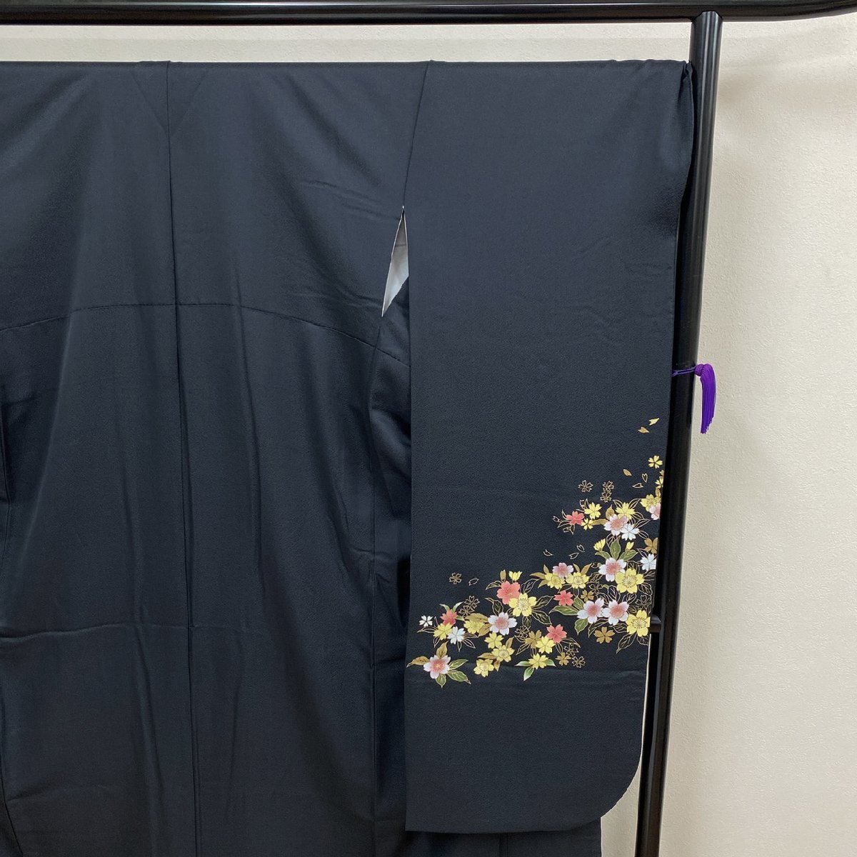  kimono month flower gold paint possible .. flower butterfly long-sleeved kimono silk ki1582
