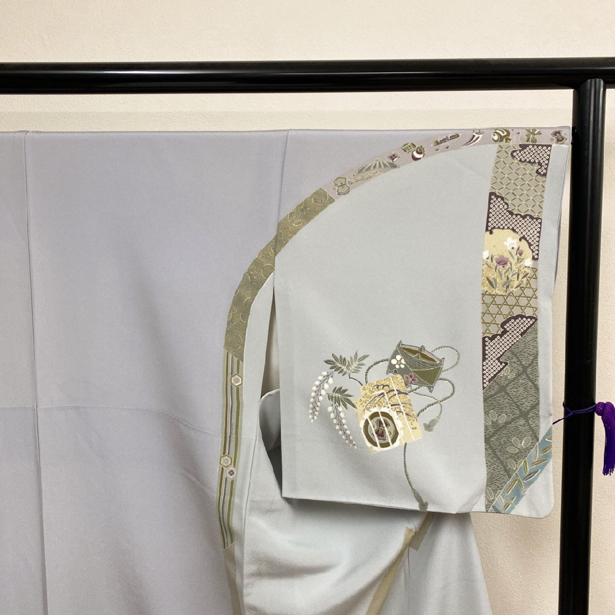 着物月花　作家物　金駒刺繍　雪輪　源氏香　小花　訪問着　正絹　金糸　共八掛　ki1585_画像4